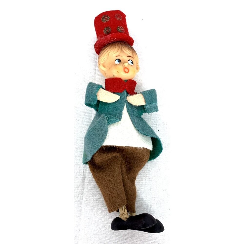 Carolers Boys Wearing Top Hats Delta Lot of 3 Japan 7.5” Red Green Felt Vintage - Picture 2 of 9